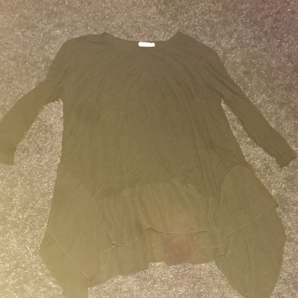 Pebble and Stone Black Asymmetrical 3/4 Sleeve Tunic